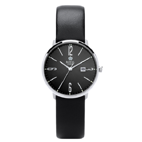 Royal London Fashion Black Leather Strap Black Dial Watch