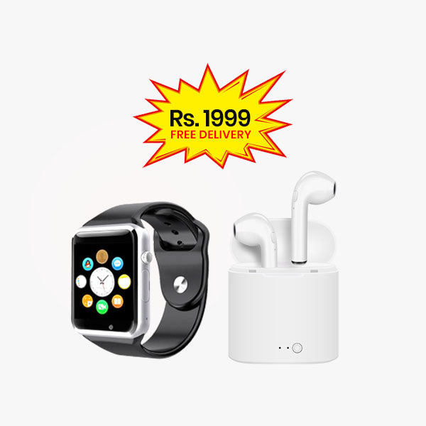 BUNDLE DEAL (Pack of 2)-W08 Smart Watch+Twin i7s Bluetooth Handsfree with pocket charging Dock