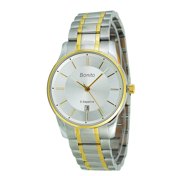Bonito White & Gold Wrist Watch for Men
