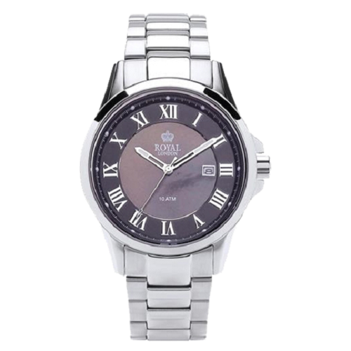 Royal London Men’s Purple Dial Stainless Steel Silver Strap Wrist Watch