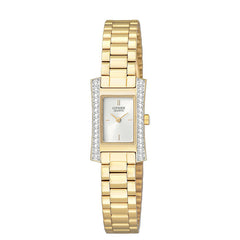 Citizen Women Quartz Crystal Bezel Gold Tone Stainless Steel Watch