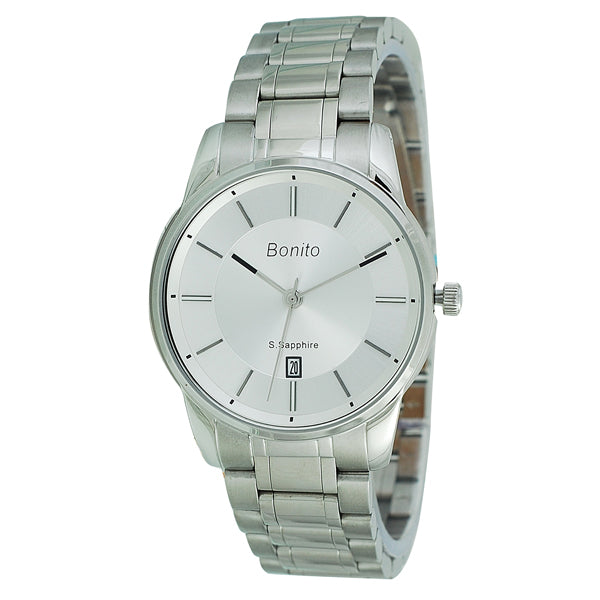 Bonito Silver Strap Wrist Watch for Men