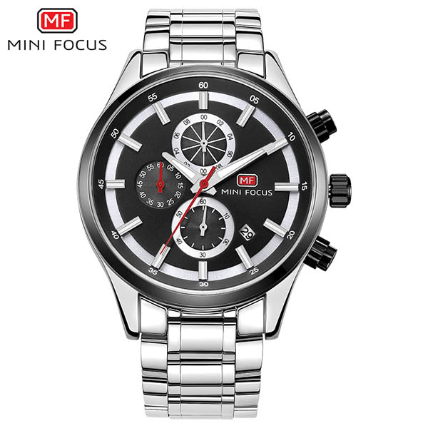 Mini Focus Luxury Men Silver Strap Wrist Watch